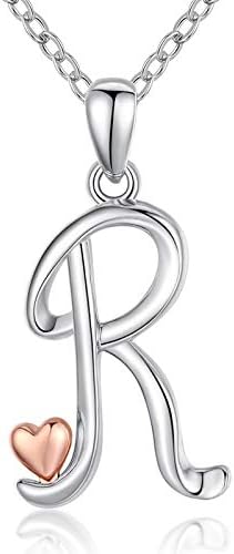 CELESTIA Initial Letters Necklace for Women Girls, Personalized 925 Sterling Silver Alphabet and Heart Pendant Jewellery A to Z