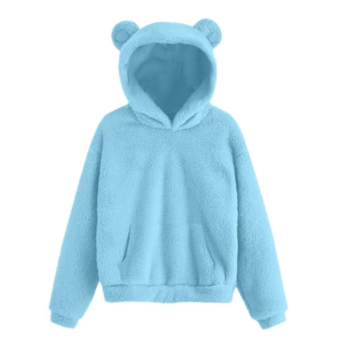 Uillui Girls Teddy Bear Hoodie Cute Ears Fleece Pullover Hoodies Teen Trendy Fall Winter Casual Long Sleeve Sweatshirt 4-15Y
