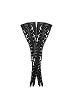 Noir Handmade Halterlose Wetlook Schnür Spitzen-Strümpfe schwarz - Gr. L