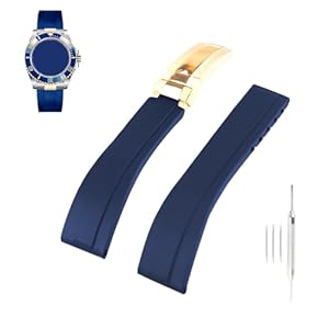 20mm Rubber Watch Band replacement for Rolex Daytona Submariner Yacht-Master GMT-Master Sea Dweller Air-King Datejust Day-Date Explorer Deployment Buckle Silicone Strap Wirstband accessories for Men and Women