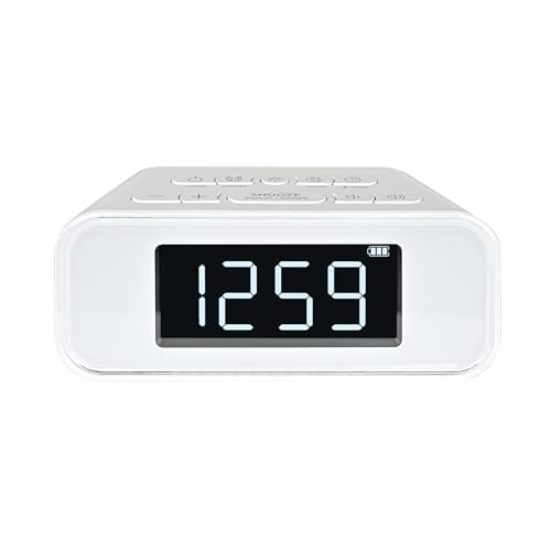 Silva Schneider UR 4200 BT – Kompaktes UKW-PLL-Uhrenradio mit Akku, Bluetooth, Dual-Alarm, Nachtlicht, USB-Ladefunktion, LED-Display, 30...