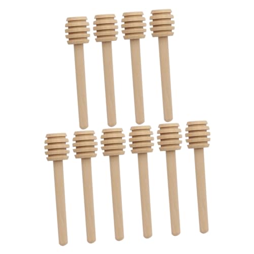 GRIRIW 10pcs Wooden Honey Stirring Rods for Marmalade Honey Dier Stirring Stick Rods Spiral Design for Kitchen Coffee Te