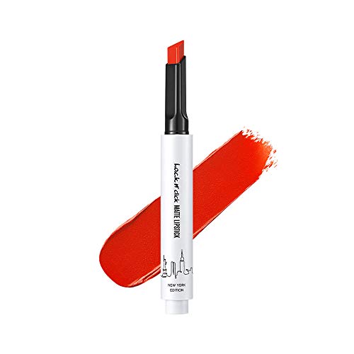 Lock color, Lock N' Click Matte Lipstick, Lip Makeup, Matte Finish, Hydrating Lipstick, All Day Long-lasting, Ultra-fine pigments, Elastomer Gel, an ingredient of a primer fills up lip wrinkles, Red, Pink, Coral, Rose, 0.042oz./1.2g (02 Spicy Red