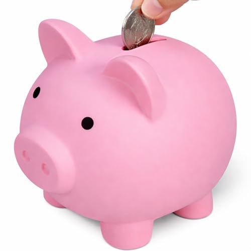 Culture Gifts Cute Pink Little Piggy Bank, 5.51 x 4.72 x 5.12 Inch Large Savings Box for Paper Money...