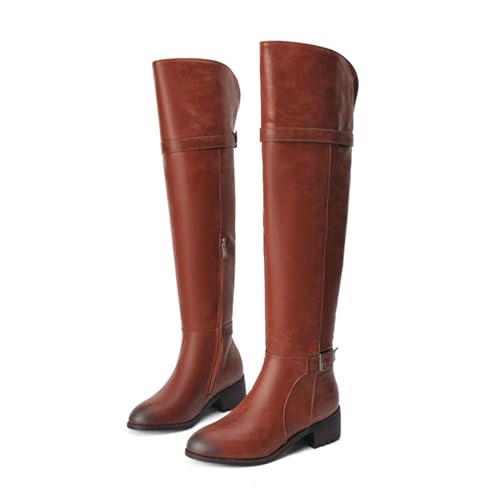 ENWIND Bottes Cuissardes Femme Hiver Longue Botte À Talon Plat