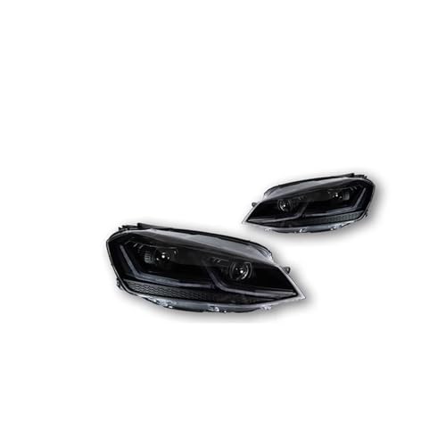 Faros Delanteros Conjunto para Golf 7 MK7 para Golf 7.5 R para Line 2013 2014 2015 2016 2017 Faros Delanteros LED DRL Hella 5 Xenon Hid H7 Coche Montaje De Faros(Black,Right Hand Drive)
