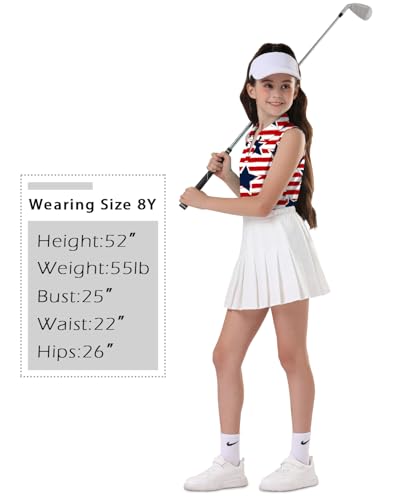 Image of Soneven Girls Sleeveless Polo Shirts Button UP Golf Tennis T-Shirts with Collared Quick Dry Tank Tops for 4-14 Years