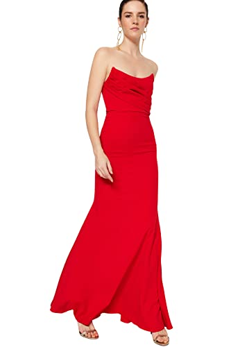 Trendyol Damska sukienka wieczorowa TPRSS21AE0121, czerwona, 32, czerwony, 32
