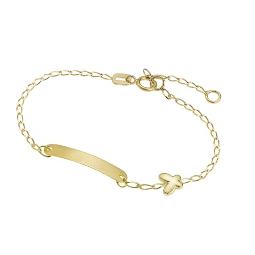 TIME ROAD Esclava Oro Bebé de 9K FG00028/14 Mariposa - Pulsera Bebé Oro - Ideal para Regalo de Bautizo, Cumpleaños
