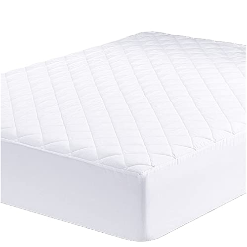 King Size Mattress Protector - Quilted Extra Deep Pocket Mattress Cover, Breathable Hypoallergenic and Noiseless Mattress Pad Fitted Bed Sheet (King 152 x 203 + 40 cm) White