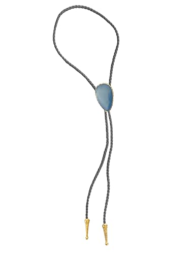 Image of Daisy Del Sol Gemstone Bolo Tie Braided Vegan Faux Leather Natural Stone Gold Handmade Necklace Adjustable Boho Western Jewelry