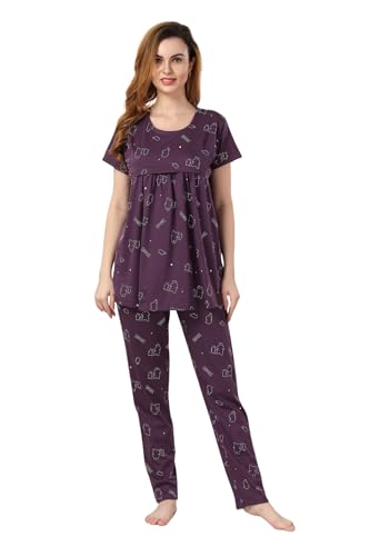 Image of Fabme Womens Cotton Pre and Post Pregnancy Maternity Top and Pyjama Set