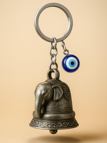 Image of Tiny Tim Guardian Bell with Evil Eye Charm - Protective Motorcycle & Car Accessory - Tibetan-Inspired Design - Wards Off Negative Energy - Ideal Gift for Bikers & Travelers