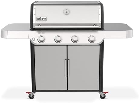 Weber Genesis S-415 Liquid Propane Gas Grill for Outdoor Grilling, 4 Burners, Stainless Steel