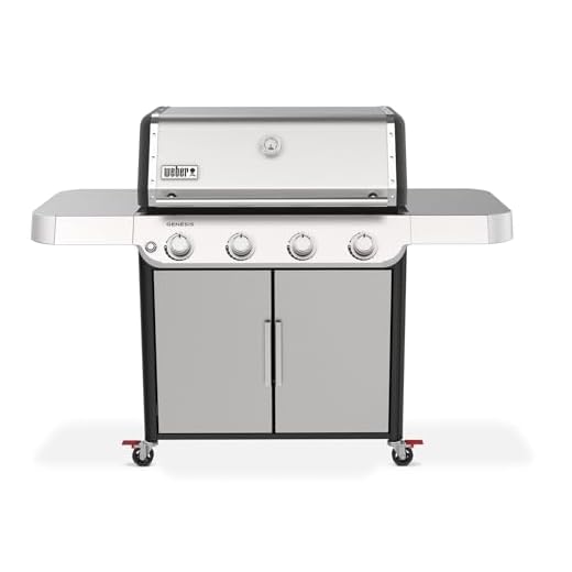 Weber Genesis S-415 Liquid Propane Gas Grill for Outdoor Cooking, Stainless Steel, 4 Burners – Stainless Steel Cooking Grates & PureBlu Burners