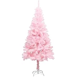 vidaXL Árbol de Navidad Artificial con Soporte Decoración Navideña Vacaciones Estable Interior Exterior Fiesta Decorativa Rosa PVC 150 cm