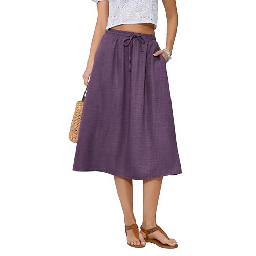 Image of Witsmile Women's Summer Pleated High Waisted Casual Flowy Skirt Pockets