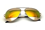 Aviator Sunglasses Mixed Mirror Reflections Green Blue Copper Pink Gold Pilot, Copper Yellow