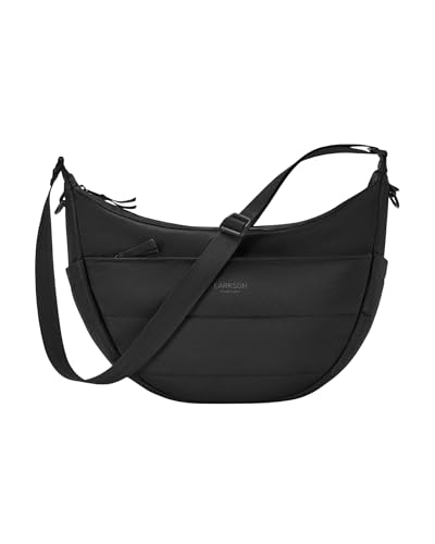 LARKSON Crossbody Bag Damen & Herren Schwarz - Emma - Puffer Umhängetasche im Halbmond Design - Halbrunde Schultertasche - Puffy Moon Bag - Wasserabweisend