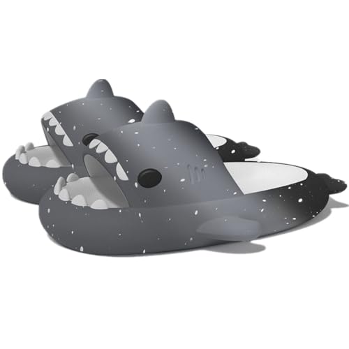 Cute Shark Slippers Gradation Ice Cream 4CM Cushioned Thick Soft Sole Summer Shark Slides for Women and Men EVA Anti-Slip Casual Slide Sandals