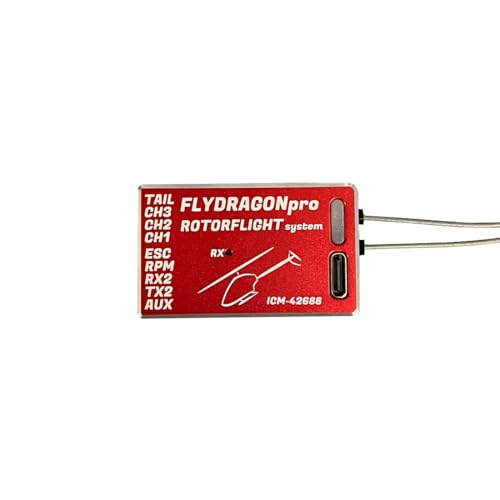 FlyDragonPRO-RotorFlight Flybarless System with Built-in ELRS Receiver for RC Helicopter 250-700 Size - Remote Control Helicopter Electronics/SteamRC Flybarless System (Red (FD005-1))