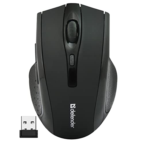Defender Accura MM-665 Kabellose Maus für PC, Mac, Laptop, Ergonomische Computermaus 2,4 GHz, 800/1200/1600 DPI, Pixar 3065 Sensor, 6 Tasten, Schwarz Cover