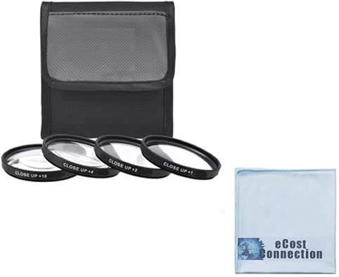 40.5mm Pro Series 4pc HD Macro Close Up Filter Set +1 +2 +4 +10 for GZ-EX555 Full HD Everio Camcorder JVC GZ-E505, JVC GZ-EX515 + eCostConnection Microfiber Lens Cloth