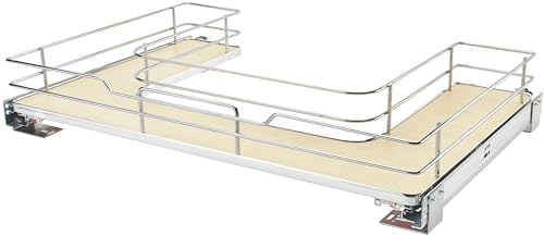 Rev-A-Shelf 33 in Chrome U-Shaped Solid Bottom Pull Out w/Soft-Close, Standard