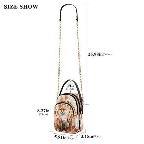 Quilted Crossbody Bags for Women,Autumn Fall Fox Leaves Women's Crossbody Handbags Small Travel Purses Phone Bag3