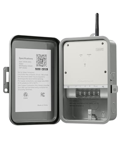 DEWENWILS Pool Pump Timer, Outdoor Smart WiFi Box, Heavy Duty 40A 120VAC 2HP Wireless Controller Timer for Pool, Water Heater, Compatible with Smart Phone, Alexa, Google Assistant, ETL Listed