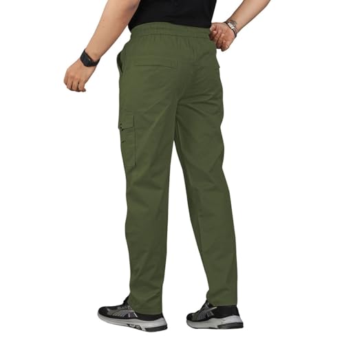 Image of Unisex 100% Cotton Cargo Pants for Men & Women | Multi Pocket Utility Combat Trousers | Regular Fit | Breathable Durable Fabric | Casual Travel Outdoor Wear | Color Dark Grey | Size (30-40)