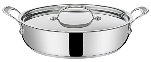 Tefal Jamie Oliver Cook's Classics Stainless Steel Shallow Pot, 30 cm, Non-Stick Coating, Heat Indicator, 100% Safe, Riveted Handle, Oven Safe, Induction Pot E3069034