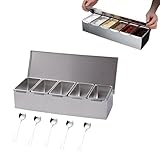 ZutatenbehäLter Aus Edelstahl, Pizza ZutatenbehäLter Aus 304 Gastro BehäLter Mit Deckel,FäCher Pizzastation GewüRzbehäLter Obstschachtel Mit Deckel Und Herausnehmbare Innengitter FüR Obst, GewüRzen