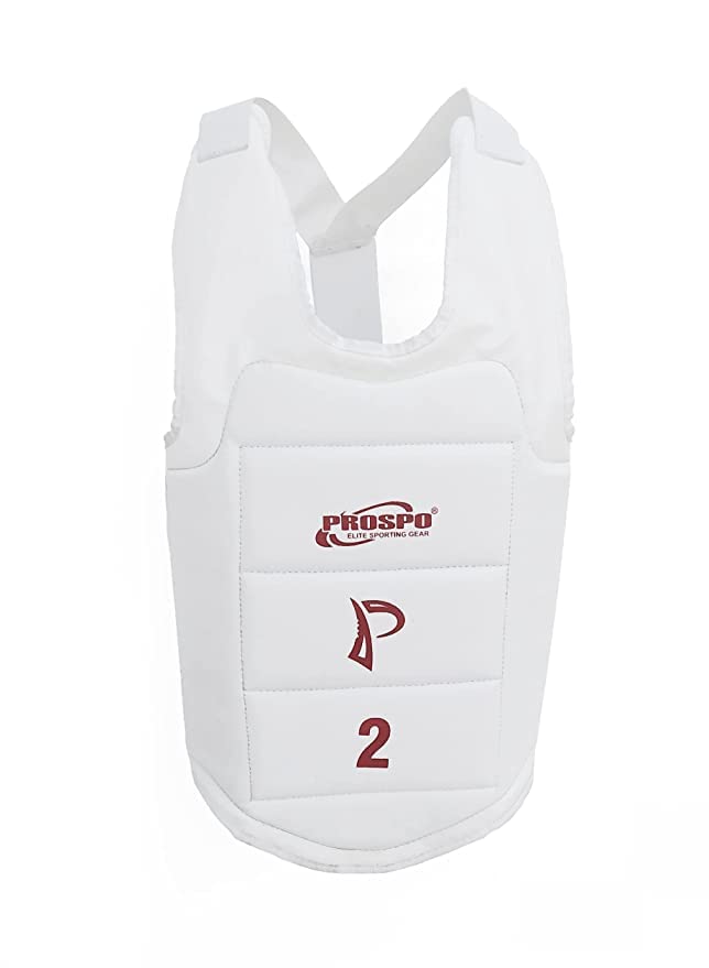 Prospo Karate Chest Protector, Chest Guard for Men, Chest Guard Wushu, Chest Guard for Women (Unisex), White (Size 2)