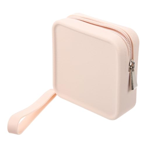 LOORGVEL Bolsa de Silicona para Tampones Reutilizable, Tamaño Compacto, Color Beige, Cremallera, Protección Discreta para Menstruación, Almacenamiento Portátil para Compresas y Productos
