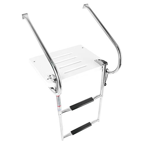 image for YaeMarine 2 Step Fiberglass Platform Ladders, Inboard Boat Ladder, Und