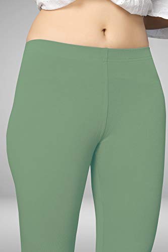Image of Women's Cotton Skinny Leggings with Ankle Length Solid Pattern Mid Rise and Elastic Closure | Cotton Skinny Leggings for Womens