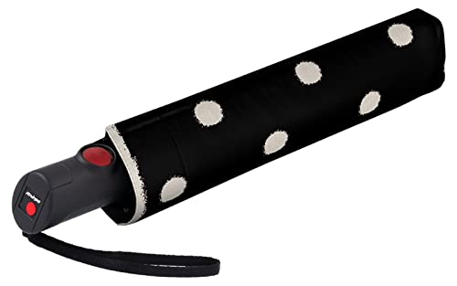 Knirps Damen Taschenschirm C.205 Medium Duomatic mit Auf-Zu-Automatik Dot Art Black