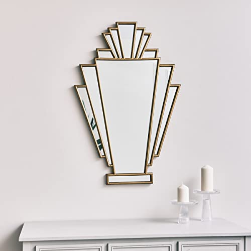 Melody Maison Espejo de pared con ventilador Art Deco dorado (90 cm x 60 cm) Cover