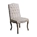 Christopher Knight Home Jolie Tufted Fabric Weathered Hardwood Dining Chairs, 2-Pcs Set, Beige