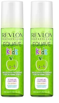 REVLON PROFESSIONAL - Equave Kids, Acondicionador para Niños Sin Aclarado, Desenreda y Previene la Formación de Nudos, Aporta Brillo y Suavidad, Aroma a Manzana Verde - 200 ml (Paquete de 2)