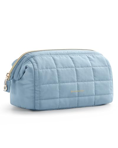 Image of BAGSMART Puffy Padded Travel Makeup Bag, Wide-open Toiletry Bag, Sky Blue