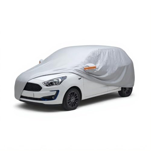 Image of myTVS 100% Waterproof Car Body Cover for Ford Figo - Custom-Fit, Double-Layer, UV & Dust Proof, Mirror Pockets & Elastic Clip Lock (CSK 3A)