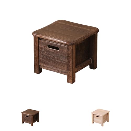 LIVIA椅子 木製 スツール 収納 無垢材 頑丈 ロー チェア ロータイプ 腰掛け 踏み台 滑り止め チェア 収納付き コンパクト オットマン 脚置き 玄関 オットマン 足置き台 花台 おしゃれ (クルミ色,30*30*30cm)