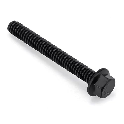 Image of Glvaner 5 /16-18 x 2 inch (10 pcs) Stainless Steel Serrated Flanged Hex Head Bolts Bolts, 18-8 (304) Stainless Steel, Full Thread, Black Coated