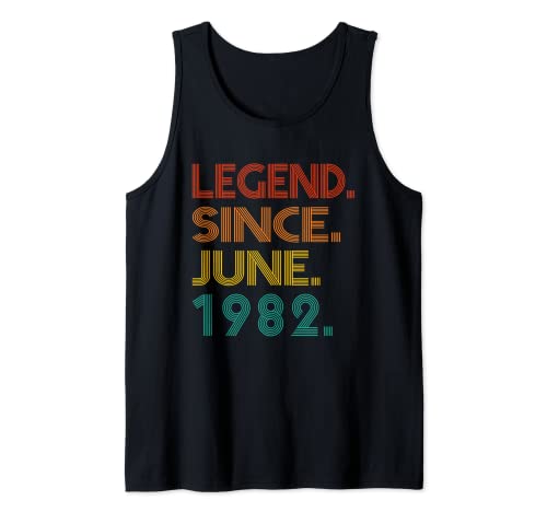 Legend Since June 1982 Tee Vintage 1982 Anniversary Birthday Camiseta sin Mangas