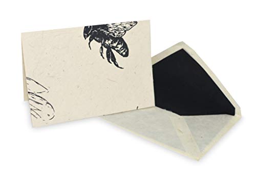 Kathmandu Valley Co. Nepali Cherish Greeting Card & Envelope Deluxe Box Set With Handmade Lokta Paper From Nepal, 25 Cards (Bees) #TOP3