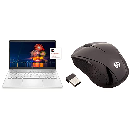 Hp 14 Laptop, Qualcomm Snapdragon 7C Processor, 8 Gb Ram, 128 Gb Emmc, 14-Inch Full Hd Touchscreen & Wireless Mouse X3000 G2 (28Y30Aa, Black) Up To 15-Month Battery,Scroll Wheel #TOP30