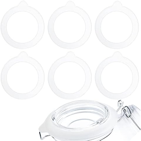 KINBOM 6pcs Silicone Replacement Gaskets, Silicone Sealing Ring Jar Rubber Seals for Storage Glass Sealed Canning Jars (3.7inch Outer Diameter, 2.7inch Inner Diameter) Cover