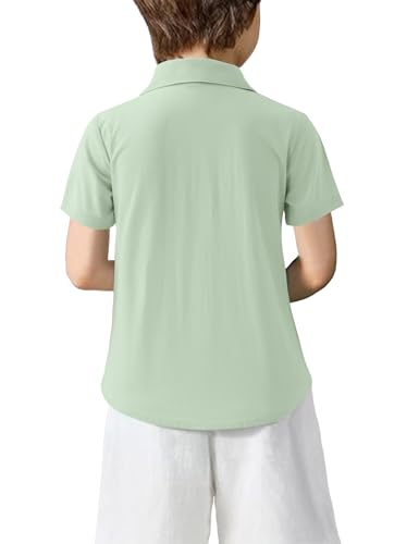 Image of Boys Guayabera Shirt Short Sleeve Button Down Casual Linen Shirt with Pockets for Summer Hawaiian Holiday 4-13Y